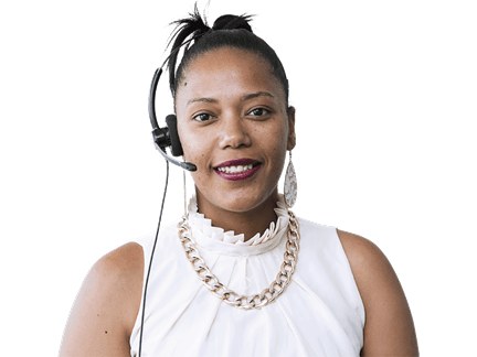 African American female DSV employee with a headset  
