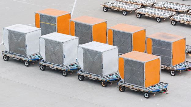 Airfreight box cargo packed and ready to be delivered.