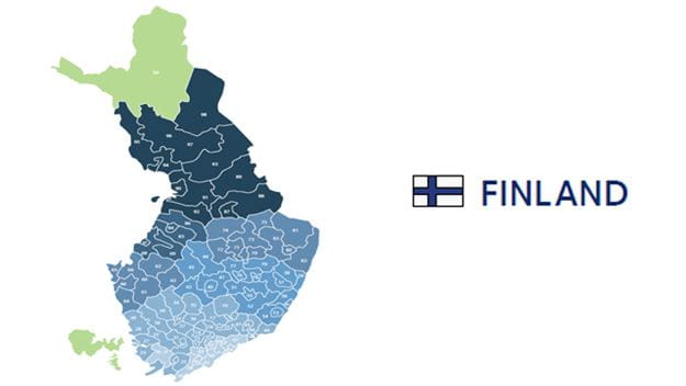 mapa codigos postales finlandia