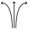 Three arrows pointing into different directions icon