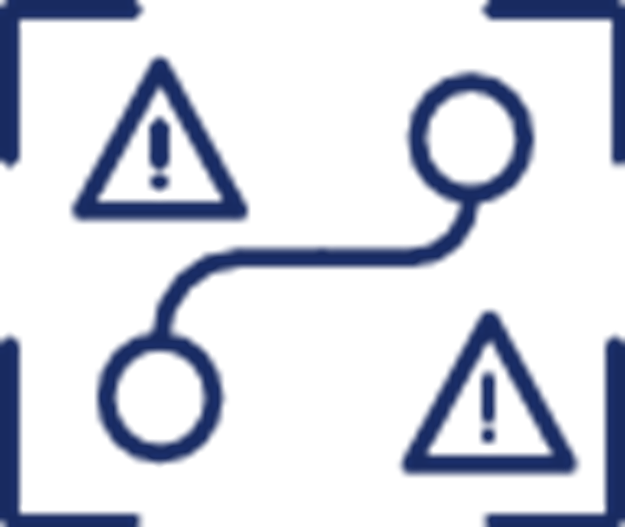 Ícono en color azul marino de estudio de rutas.