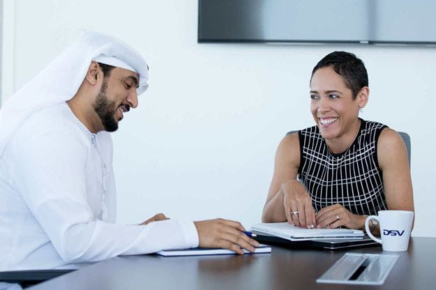 Sales representative meeting with a customer in Dubai Emirates