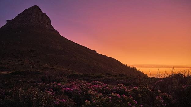 Sunset over a mountain