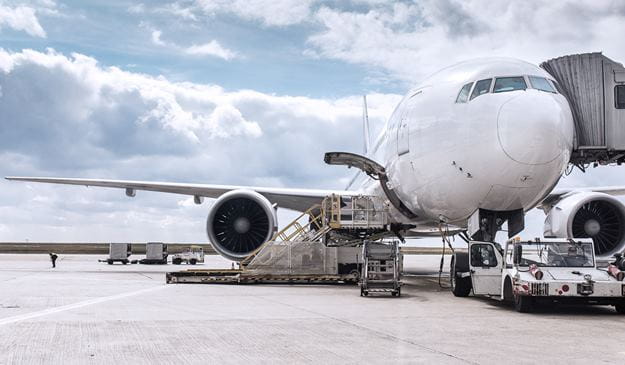 Plane on the airport apron