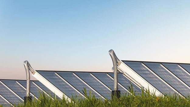 Solar panels on a field