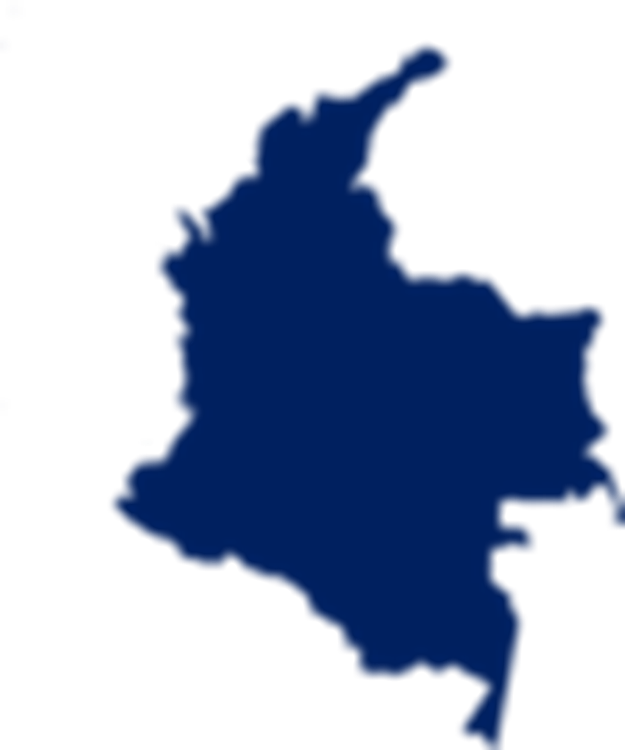 Mapa de Colombia en color azul marino