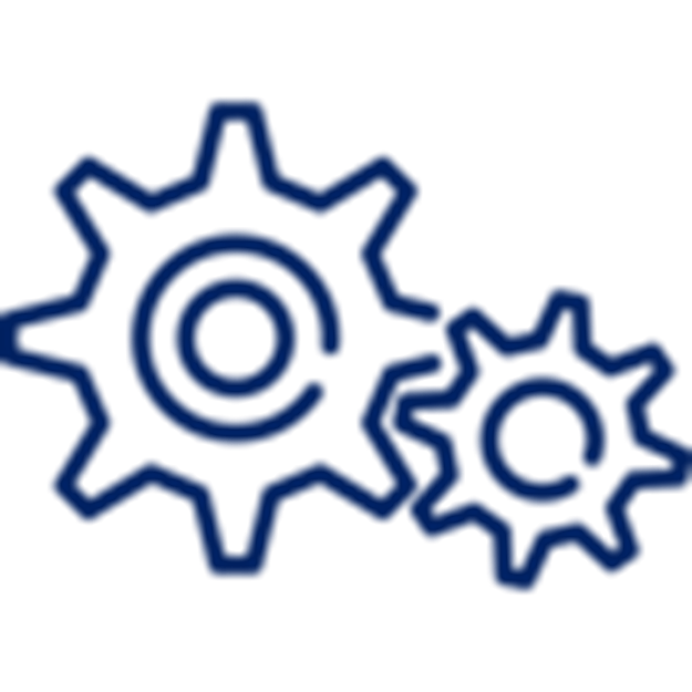 Ícono de engranes en color azul marino