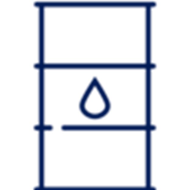 Ícono de barril de petróleo en color azul marino