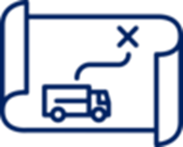 Ícono de mapa marcando ruta de camión