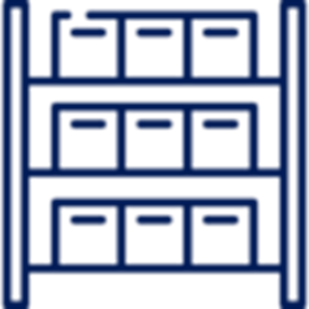 Ícono de rack con cajas color azul marino