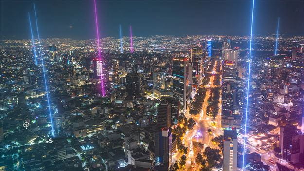 dsv transport en logistiek luchtfoto wegen nacht