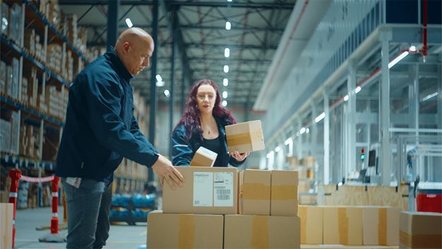 dsv transport en logistiek dsv medewerkers sorteren dozen 