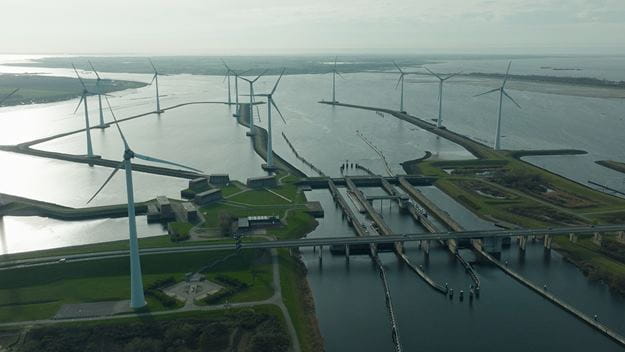 Windturbines op een veld