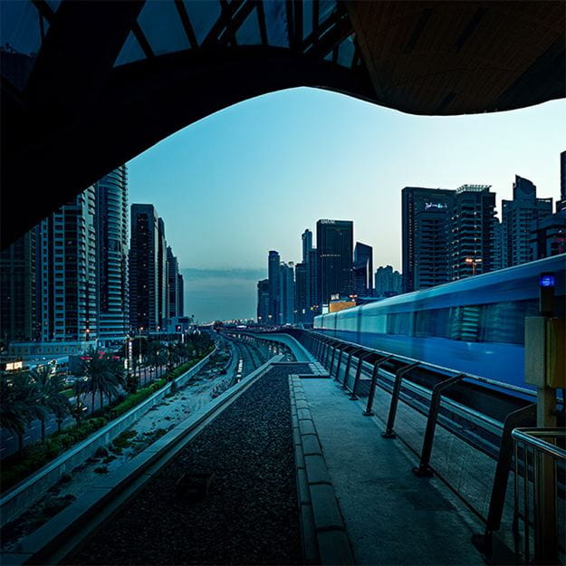 train station in a city