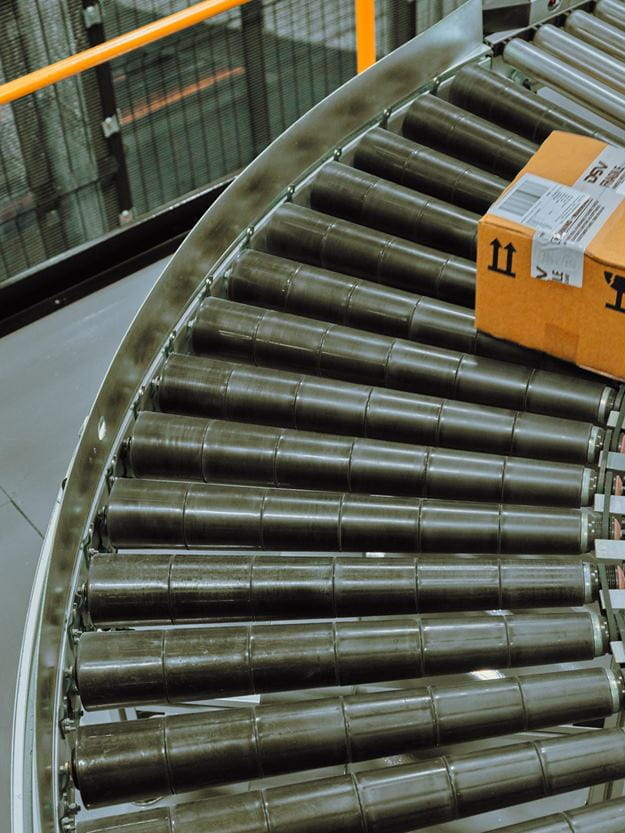 Parcel on a conveyor belt