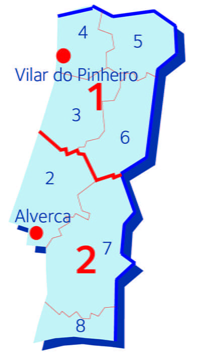 Kartta: Portugali postinumeroalueet ja DSV:n terminaali kartalla